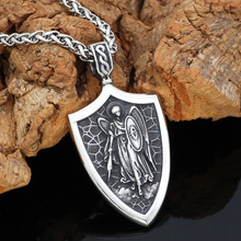 ST.MICHAEL ARCHANGEL CROSS SHIELD PRAYER MEDAL Amulet PENDANT NECKLACE Stainless Steel 2024 - buy cheap