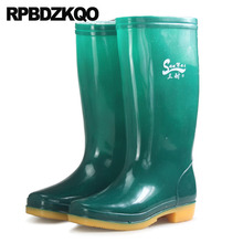 Botas de chuva de borracha dos homens barato à prova dcheap água designer verde rainboots alto mais tamanho 2021 outono pvc chunky queda durável sapatos 2024 - compre barato