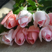 10 стебли розовый реального прикосновения бутоны роз для свадьбы центральные шелковые свадебные букеты Искусственные цветы 2024 - купить недорого