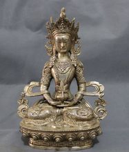China Silver Buddhism Dragon Head Amitayua Buddha Statue Tibet Brass Joss 2024 - buy cheap