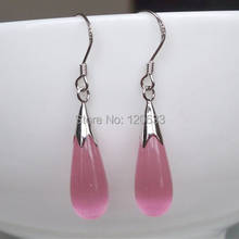 NEW Lady's Women's queen Pink Opal Bridal Teardrop hanging Earring For Boucle     wholesale 4pcs 2[pair] earrings 2024 - buy cheap