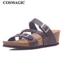 COSMAGIC Fashion Designer Platform Med Heel Cork Slipper 2021 New Women Summer Casual Beach Wedge Trifle Outside Slide Shoe 2024 - buy cheap