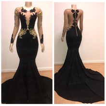 Black Muslim Evening Dresses Mermaid Long Sleeves Lace Beaded Islamic Dubai Saudi Arabic Long Evening Gown Prom Dress 2024 - buy cheap