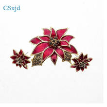 CSxjd Red Alloy Flower brooch Carnations Enamel Glaze Crystal  fashion brooch Women's clothing accessories 2024 - buy cheap