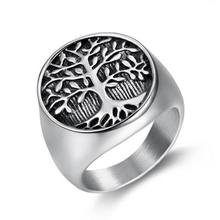 Lucky Viking Runes Amulet Tree Life Men Ring Signet Seal Titanium Stainless Steel Male Rings Wedding Punk Rock Hip Biker 2024 - buy cheap