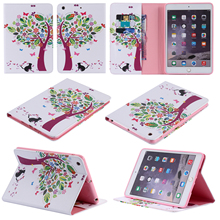 Для Apple iPad mini 4 3 2 1 цветной чехол-подставка из искусственной кожи с изображением дерева для планшета задняя крышка для Apple iPad air 3 2 1 iPad 2 3 4 5 6 Чехол 2024 - купить недорого