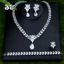 Be 8 Venta caliente cristal AAA Zirconia cúbica collar pendientes 4 piezas Conjunto elegante joyería para mujeres cuentas africanas joyería conjunto de S412 2024 - compra barato