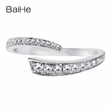 BAIHE sólido 14K oro blanco 0.23ct H/SI redondo Natural Anillo de compromiso de diamante boda banda delicado de moda joyería regalo anillo de diamante 2024 - compra barato