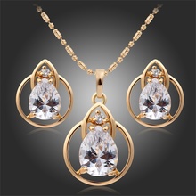 New Fashion Design Baby Children Kids Girls Jewelry Sets Circles With Teardrop Cut CZ Stud Earrings and Charm Pendant Necklace 2024 - buy cheap
