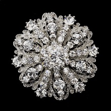2" Vintage Style Dark Silver Tone Floral Brooch Clear Rhinestone Diamante Party Prom Gift Pins 2024 - buy cheap