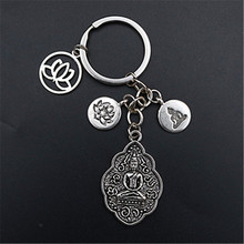 WKOUD 1pc Silver Plated Metal Religious Buddha Lotus Pendant DIY Handmade Jewelry Charm Alloy Key Chain A1544 2024 - buy cheap