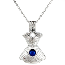 K881 Silver Alloy Dresses Beauty Girl Skirt Pearl Cage Pendant Chain Aroma Essential Oil Diffuser Locket Necklace 2024 - buy cheap
