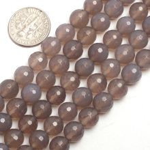8mm round faceted gray Agat e beads natural stone beads loose bead for bracelet making strand 15 inches DIY ! 2024 - buy cheap