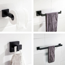 Matte Black Stainless Steel Bathroom Hardware Accessories Set Robe Hook Towel Bar Towel Ring And Toilet Paper Holder 2024 - buy cheap