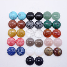 Wholesale 50pcs/lot 14mm Natural Gem Stone Round Shape CAB Cabochon Snowflake/opal/onyx/Tiger Eye Crystal No Hole Beads Jewelry 2024 - buy cheap