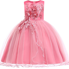 Летнее платье принцессы для девочек, детское элегантное праздничное платье принцессы с блестками и цветами, детские платья на день рождения для девочек, robe fille 2024 - купить недорого