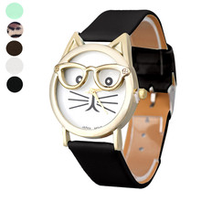 Montres femme Women Watches Cute Glasses Cat Women Analog Quartz Dial Wrist Watch Bracelet watch relojes mujer 2016 Hot Sale 2024 - buy cheap