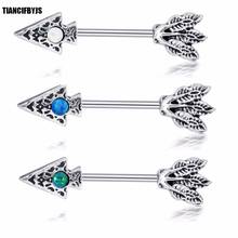 TIANCIFBYJS 14G Stainless Steel Nipple Rings Fake Piercing Plug Tragus Earring Body Jewelry Charm Barbell Opal Nipple Bar 20pcs 2024 - buy cheap