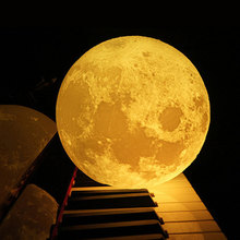 Лунная светодиодный светильник лампа, ночсветильник с 3D принтом, 11 см, 4 цвета, с выключателем, креативный домашний декор, подарок на день Святого Валентина 2024 - купить недорого