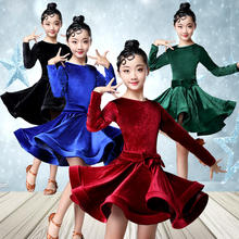 Girls Winter Latin Dresses for dancing ballroom dance dress rumba samba velvet children samba cha cha tango skirt standard salsa 2024 - buy cheap
