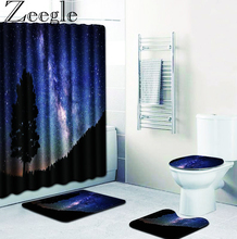 Zeegle 4Pcs Per Set Bathroom Carpet Non-Slip Pedestal Rug Lid Toilet Cover Bath Mat Shower Curtain for Bathroom Shower Floor Mat 2024 - buy cheap