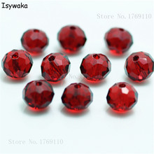 Isywaka-Cuentas separadoras sueltas de cristal facetadas para fabricación de joyas, Color rojo oscuro, 6x8mm, 65 Uds., Rondelle, Austria 2024 - compra barato