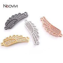 Neovivi Wing Charms Pave White Micro Cubic Zircon Copper Spacer Beads for Jewelry Making Bracelets Necklaces Handmade Findings 2024 - buy cheap
