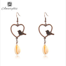 Amaiyllis Bohemia Natural Shell Pendant Dangle Earrings For Women Cute Heart Bird Drop Earrings Statement Charms Earrings Brinco 2024 - buy cheap