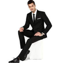 Men's black formal suit 2017 terno masculino wedding groom mens wear business suits best men single breasted suit (jacket+pants) 2024 - buy cheap