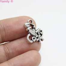 15pcs--  I love to cook charm 17x14mm Antique silver tone I love to cook charms pendant pj2733 2024 - buy cheap