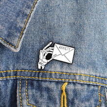 Hand bone hand holding envelope personality brooch Halloween hip hop fan personality jewelry denim clothing backpack badge gift 2024 - buy cheap