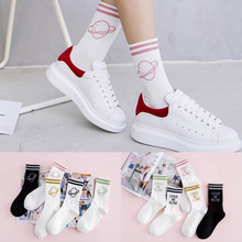 2019 New Korea Harajuku Fashion Casual Women Men Art Socks Hip Hop Leave Me Alone Socks Cotton Female Skateboard Letter Sock 2024 - buy cheap