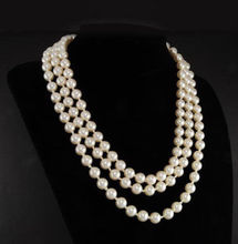 Jacqueline Kennedy First Lady Triple Strand real White Pearl Necklace 17-19" 2024 - buy cheap