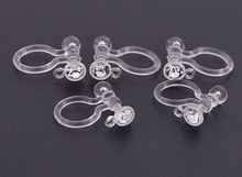 Invisible Clip on Earrings Non-pierced with Loop Connectors Clear Plastic Rhinestone Earring DIY Findings Jewelry Making 2024 - buy cheap