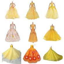 Roupas feitas à mão moda 1 peça, vestidos para boneca, vestido para meninas, presente de alta qualidade, cor amarela 2024 - compre barato
