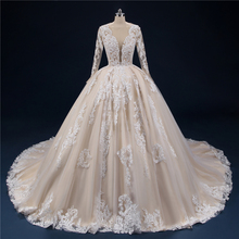 Винтажное кружевное свадебное платье с длинным рукавом, бальное платье с длинным шлейфом, 2019 2024 - купить недорого