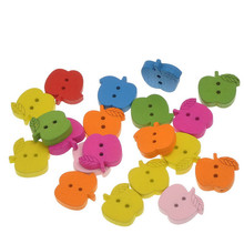 50pcs 16x15mm 2 Holes Mixed Cute Apple Dyed Wooden Decorative Buttons For Sewing Scrapbooking Crafts MZ0029X 2024 - buy cheap