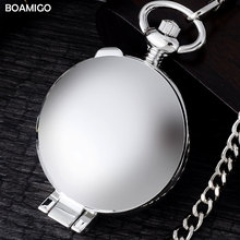 FOB men pocket watches antique mechanical watches BOAMIGO brand skeleton arbic number watches silver design clock reloj hombre 2024 - buy cheap