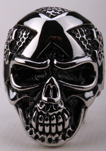 Skull big ring for men 316L stainless steel biker punk jewelry silver tone SR30 wholesale DROPSHIPPING 2024 - buy cheap