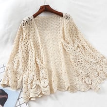 2019 Summer Women Thin Casual Loose Coat Hollow Out Knitted Cardigans Female Beach Cardigan Air Conditioning Shirt Tops AB1430 2024 - buy cheap