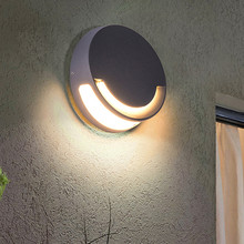 Thrisdar-Lámpara LED de pared para exterior redondo de 9W, Cara de sonrisa creativa, resistente al agua, para pared del jardín, Villa, balcón 2024 - compra barato