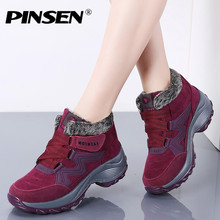 PINSEN New 2020 Women Snow Boots High Quality Winter Warm Push Ankle Boots Women Platform Female Wedge Waterproof Botas Mujer 2024 - buy cheap