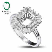 CaiMao Emerald cut Semi Mount Ring Settings & 0.54ct Diamond 18k White Gold Gemstone Engagement Ring Fine Jewelry 2024 - buy cheap