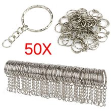 50pcs Silver Color  25mm Polished Keyring Keychain Split Ring With Short Chain Key Rings Women Men DIY Key Chains Accessories 2024 - buy cheap