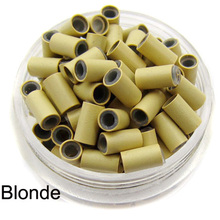 1 бутылка силиконовая микро кольцо медная трубка с силиконовым для наращивания волос Блонд 1000 шт./лот 2024 - купить недорого