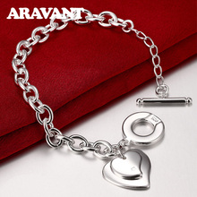 925 Silver Women Double Heart Bracelets Fashion Jewelry Accessories 2024 - buy cheap