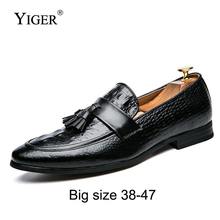 YIGER New Men Loafers Genuine Leather Big Size 38-47 Man Wedding Shoes Slip-on Male Business Shoes Spring/Autumn Black/Red  0187 2024 - buy cheap