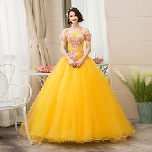 EZKUNTZA-Vestidos dorados De la era De Quincea, vestido De baile De flores con hombros descubiertos, fiesta De graduación, Quincea, 2021 2024 - compra barato