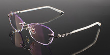 Gafas de titanio puro para mujer, montura de gafas con corte de diamante para bordes, decoraciones de gafas de vidrio para mujer 2019 2024 - compra barato