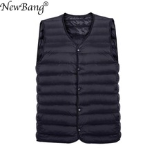 NewBang Brand Men Down Vest Ultra Light Down Vest Portable V-neck Sleeveless Coat Man Winter Without Collar Warm Liner 2024 - buy cheap